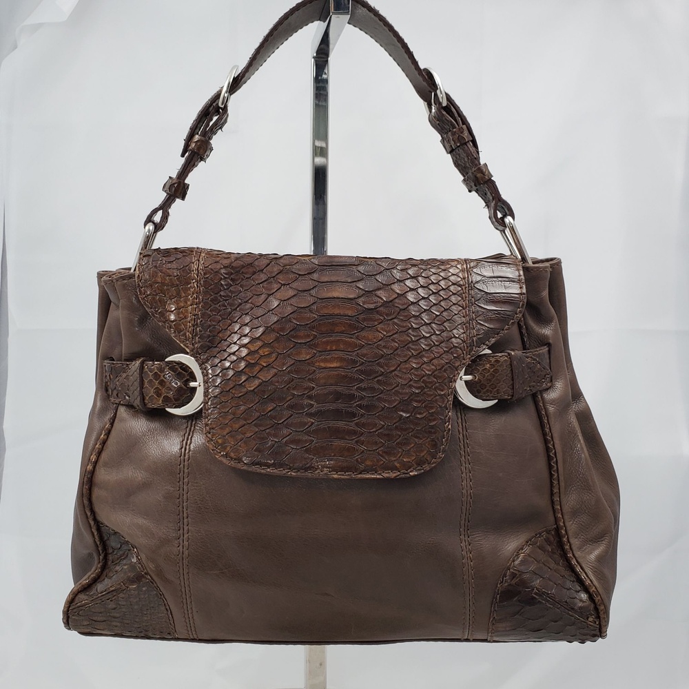 Vintage Desmo Borsa Pitone Brown Genuine Python Snakeskin Leather Satchel Italy
